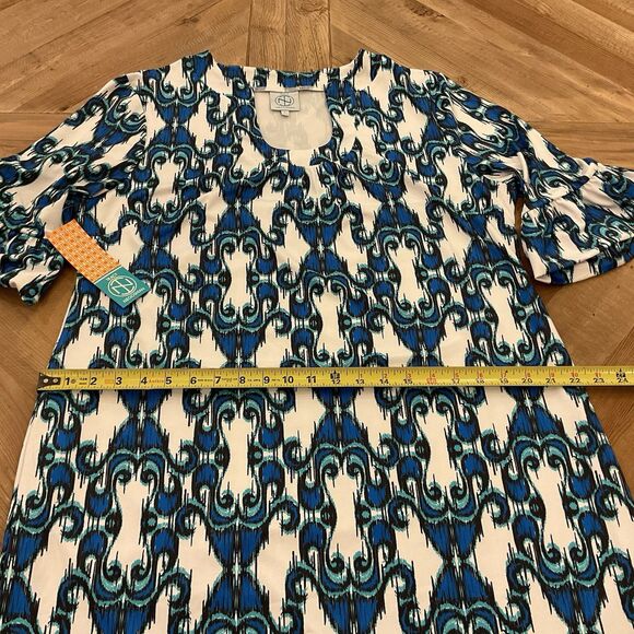 Tracy Negoshian Blue Stretch Pullover Sheath 3/4 Sleeve Large NWT $142 - Picture 12 of 12